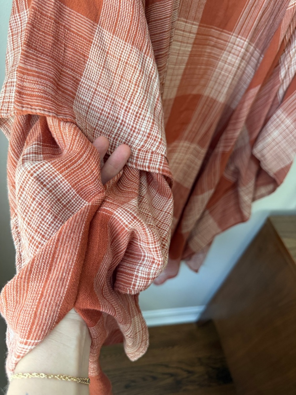 Universal Thread Rust & Cream Plaid Open-Front Cardigan - Picture 4 of 5